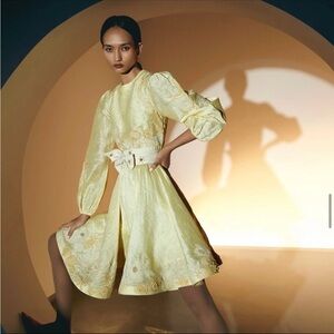 La Fuori Resort ‘25 Collection Horizon Glow Yellow Beaded Mini Dress Small